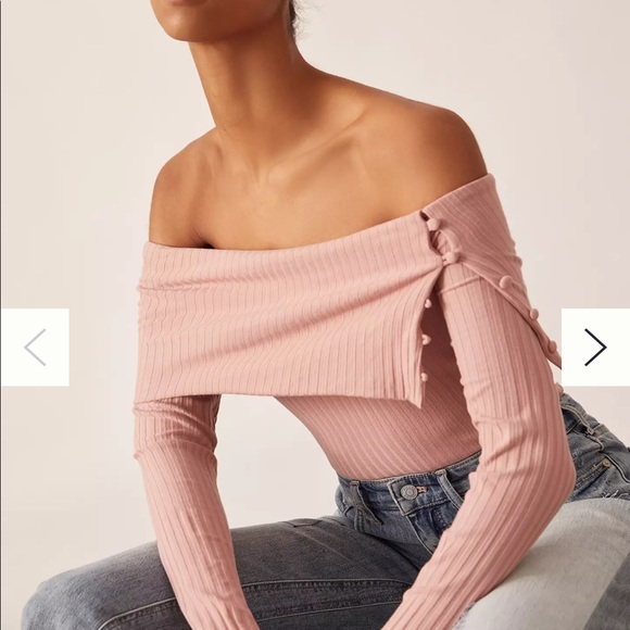 Anthropologie Ribbed Off-The-Shoulder Top - Picture 1 of 7